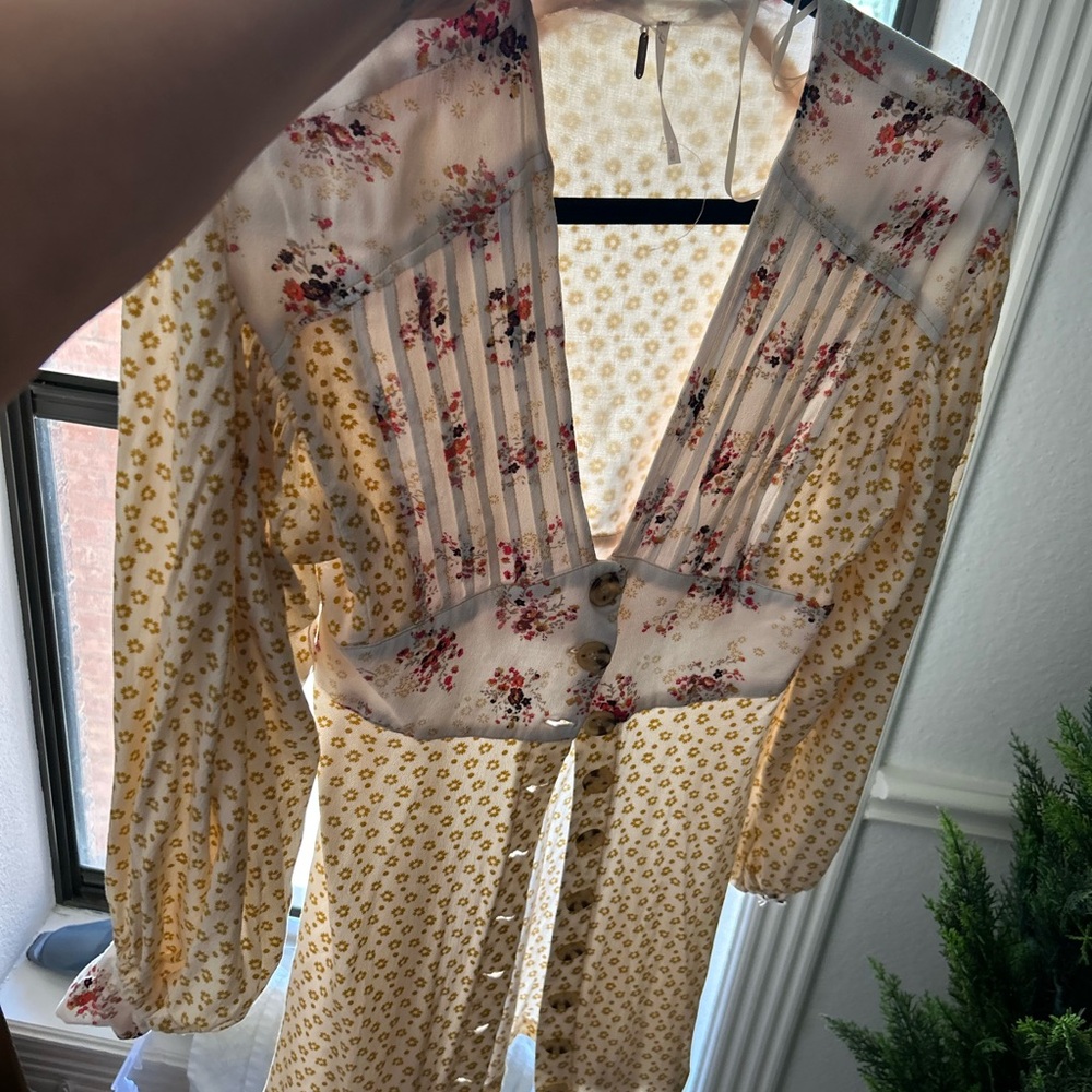 Floral Yellow and Cream Blouse